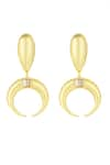 Shop_Bblingg_Gold Plated Stone Copa Moon Shaped Earrings _at_Aza_Fashions