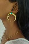 Bblingg_Gold Plated Crystal Copa Moon Shaped Stone Embellished Studs _Online_at_Aza_Fashions