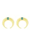 Shop_Bblingg_Gold Plated Crystal Copa Moon Shaped Stone Embellished Studs _Online_at_Aza_Fashions