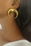 Bblingg_Gold Plated Crystal Copa Stone Embellished Studs _at_Aza_Fashions