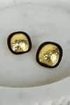 Shop_Bblingg_Gold Plated Enamel Zia Textured Border Studs _at_Aza_Fashions