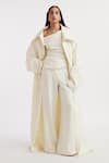 Buy_Deme by Gabriella_Off White Ferrari Solid Jacket Oversized Collar Natsya Long Pant Set _at_Aza_Fashions