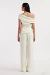 Buy_Deme by Gabriella_Off White Ferrari Solid Jacket Oversized Collar Natsya Long Pant Set _Online_at_Aza_Fashions