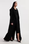 Buy_Deme by Gabriella_Black Wool Melten Solid Coat Lapel Collar Alisa Trench With Jumpsuit _Online_at_Aza_Fashions