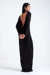 Deme by Gabriella_Black Jersey Snake Brooch High Daria Cowl Drape Back Gown _Online_at_Aza_Fashions