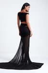 Deme by Gabriella_Black Net Straight Lilia Front Slit Gown _Online_at_Aza_Fashions