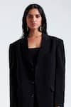 Shop_Deme by Gabriella_Black Ferrari Plain Lapel Collar Luna Tailored Blazer _at_Aza_Fashions