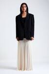 Buy_Deme by Gabriella_Black Ferrari Plain Dress Square Neck Luna Pleated Color Block With Blazer _at_Aza_Fashions