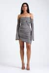 Buy_Deme by Gabriella_Grey Low Gauge Knit Plain Straight Neck Jess Textured Off Shoulder Dress _at_Aza_Fashions