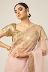 Peeli Dori_Pink Silk Organza Embroidered Sequin Sweetheart Mastani Saree With Blouse _Online_at_Aza_Fashions