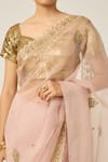 Buy_Peeli Dori_Pink Silk Organza Embroidered Sequin Sweetheart Mastani Saree With Blouse _Online_at_Aza_Fashions