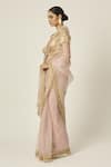 Peeli Dori_Pink Silk Organza Embroidered Sequin Sweetheart Mastani Saree With Blouse _at_Aza_Fashions