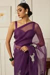 Buy_Peeli Dori_Purple Silk Organza Embroidered Resham Round Balcao Saree With Blouse _Online_at_Aza_Fashions