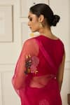 Shop_Peeli Dori_Pink Silk Organza Embroidered Sequin Blunt V Suhani And Bead Saree With Blouse _Online_at_Aza_Fashions