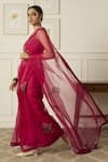 Peeli Dori_Pink Silk Organza Embroidered Sequin Blunt V Suhani And Bead Saree With Blouse _at_Aza_Fashions