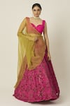 Buy_Peeli Dori_Pink Net Hand Embroidered Beads Sweetheart Ishani Bridal Lehenga Set _at_Aza_Fashions