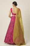 Shop_Peeli Dori_Pink Net Hand Embroidered Beads Sweetheart Ishani Bridal Lehenga Set _at_Aza_Fashions