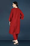 Shop_Vasstram_Red Cotton Split V-neck Azeema Solid Co-ord Set _at_Aza_Fashions