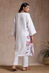 Shop_Vasstram_White Cotton Embroidery V-neck Azeema Floral Print Co-ord Set _at_Aza_Fashions