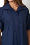 Shop_Vasstram_Blue Cotton Collared Solid A-line Shirt Dress _Online_at_Aza_Fashions