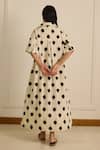 Shop_Vasstram_Off White Ikat Printed French Knot Collared Shirt Dress _at_Aza_Fashions