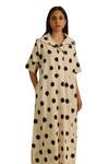 Vasstram_Off White Ikat Printed French Knot Collared Shirt Dress _Online_at_Aza_Fashions