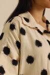Shop_Vasstram_Off White Ikat Printed French Knot Collared Shirt Dress 