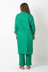 Shop_Vasstram_Green Linen Collared Solid Kurta With Pant _at_Aza_Fashions