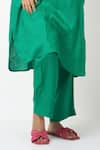 Vasstram_Green Linen Collared Solid Kurta With Pant _Online_at_Aza_Fashions