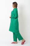 Buy_Vasstram_Green Linen Collared Solid Kurta With Pant _Online_at_Aza_Fashions