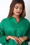 Shop_Vasstram_Green Linen Collared Solid Kurta With Pant _Online_at_Aza_Fashions