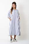 Buy_Vasstram_Blue Cotton Printed Stripe Round Long Shirt Dress _at_Aza_Fashions