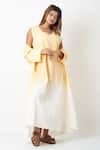 Buy_Vasstram_Yellow Linen Dress Round Ombre With Overlay _at_Aza_Fashions