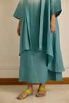 Shop_Vasstram_Blue Linen Embroidered French Knot Dress Round Ombre Layered With Overlay _Online_at_Aza_Fashions