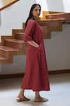 Buy_Vasstram_Red Cotton V-neck Solid Slouchy Dress 