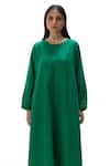 Vasstram_Green Linen Round Lily Boxfit Dress _Online_at_Aza_Fashions