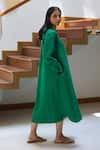 Shop_Vasstram_Green Linen Round Lily Boxfit Dress _Online_at_Aza_Fashions