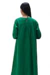 Vasstram_Green Linen Round Lily Boxfit Dress _at_Aza_Fashions