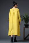 Shop_Vasstram_Yellow Linen Round Lily Asymmetric Dress _at_Aza_Fashions