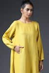 Vasstram_Yellow Linen Round Lily Asymmetric Dress _Online_at_Aza_Fashions