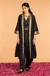 Buy_Vasstram_Black Embroidery Chanderi Cape _at_Aza_Fashions