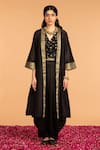 Vasstram_Black Embroidery Chanderi Cape _Online_at_Aza_Fashions