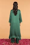 Shop_Vasstram_Green Modal Satin Embroidery Zari V-neck Gehna Asymmetric Tunic _at_Aza_Fashions