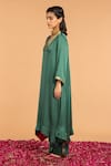 Buy_Vasstram_Green Modal Satin Embroidery Zari V-neck Gehna Asymmetric Tunic _Online_at_Aza_Fashions