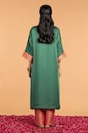 Shop_Vasstram_Green Buti Mashru Embroidery Gulab V-neck Hara Kaftan _at_Aza_Fashions