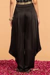 Shop_Vasstram_Black Modal Satin Solid Pleated Dhoti Pant _at_Aza_Fashions