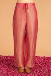 Vasstram_Magenta Embroidery Stripe Straight Pant _Online_at_Aza_Fashions