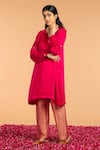 Buy_Vasstram_Magenta Modal Satin Collar Classic Asymmetric Kurti _Online_at_Aza_Fashions