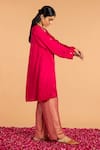 Shop_Vasstram_Magenta Modal Satin Collar Classic Asymmetric Kurti _Online_at_Aza_Fashions