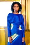 ZWAAN_Blue 100% Silk Crew Pea Tie Dye Wrap Top _Online_at_Aza_Fashions